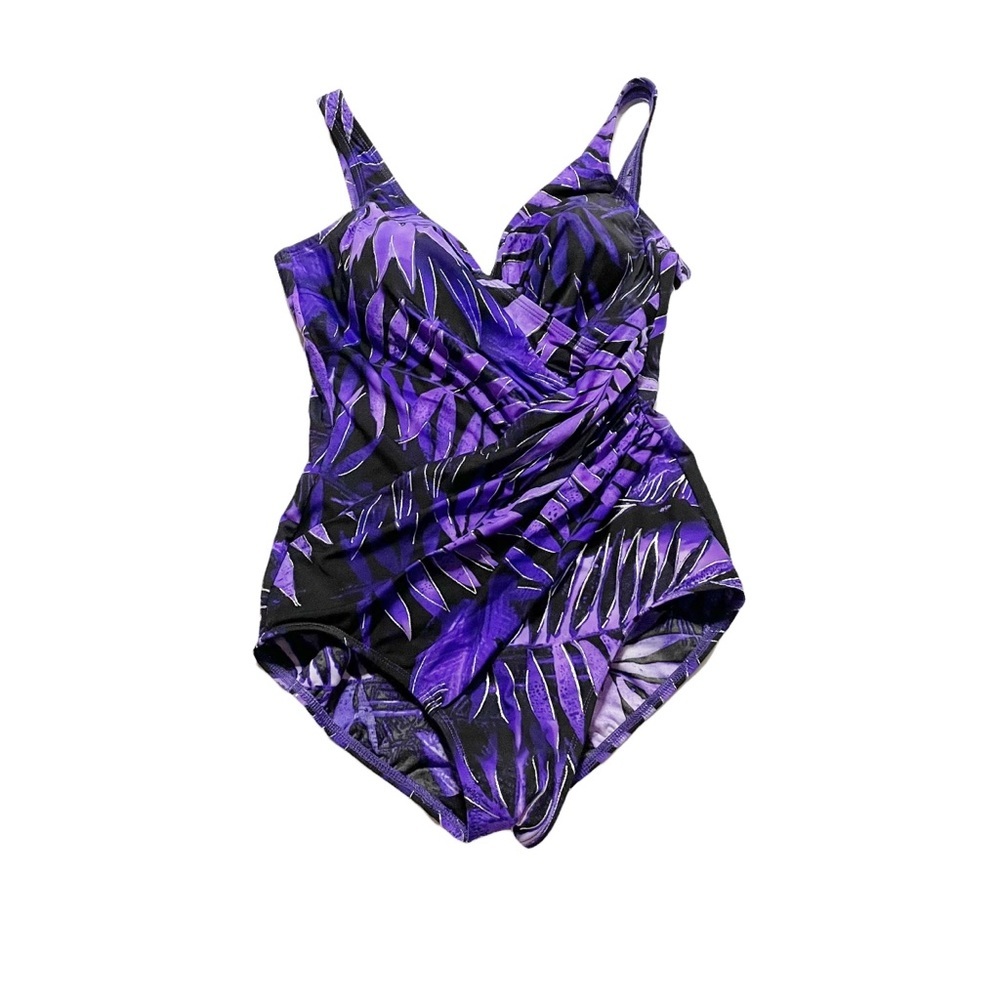 Miraclesuit Rouched One Piece Swimsuit Faux Wrap Style Spaghetti Strap Summer